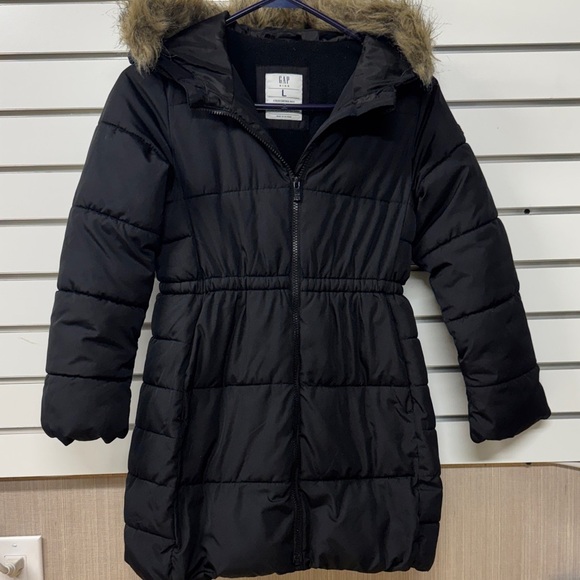 GAP Other - GAP Kids Black Puffer Cold Control Max Coat Faux Fur Trimmed Hood size large